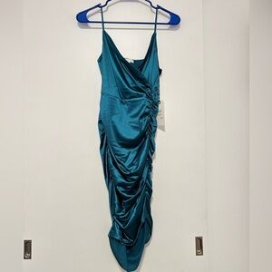 Leith ruched teal dress